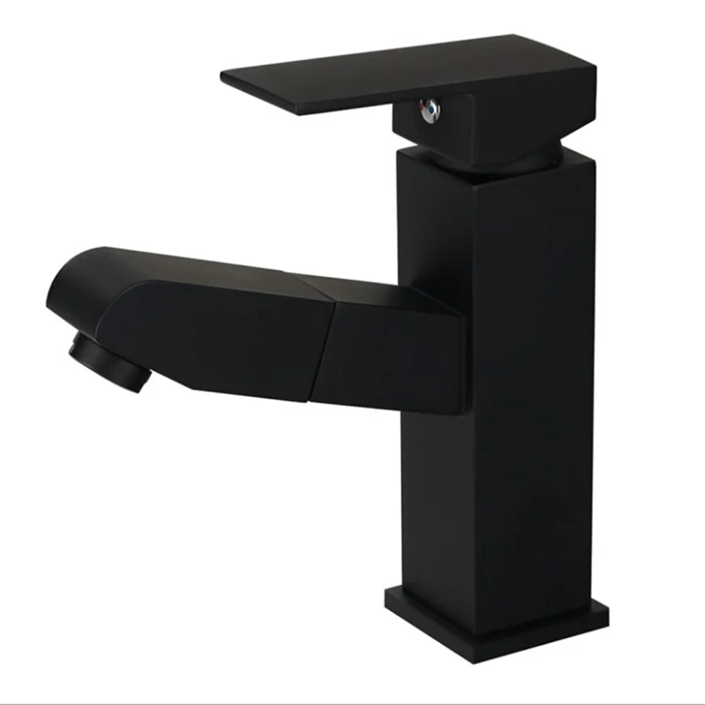 

Pull-out faucet hot and cold basin faucet bathroom cabinet retractable basin wash basin faucet black faucet