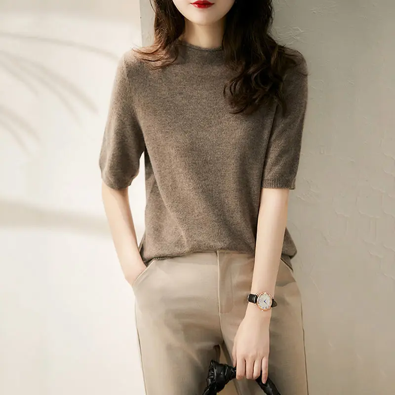 

2021 New Summer T Shirt Women Elasticity Oversized T-Shirt Woman Clothes Female Tops Short sleeve Women's tube top knit Canale