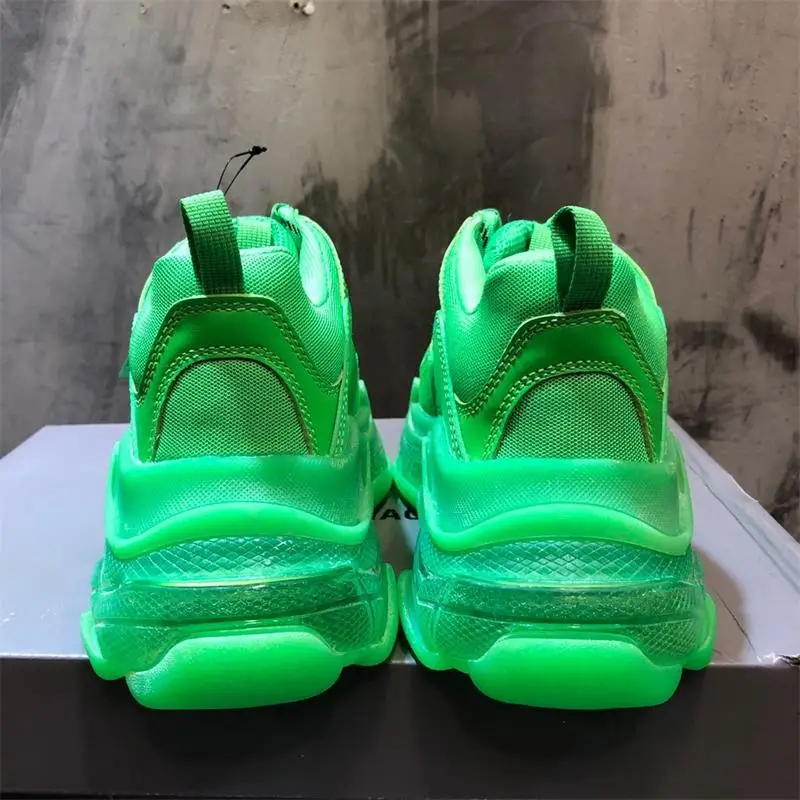 Женская обувь; Зеленые кроссовки на платформе; обувь для папы; Ins; популярная роскошная женская обувь на шнуровке с прозрачной подошвой; Zapatos De Mujer