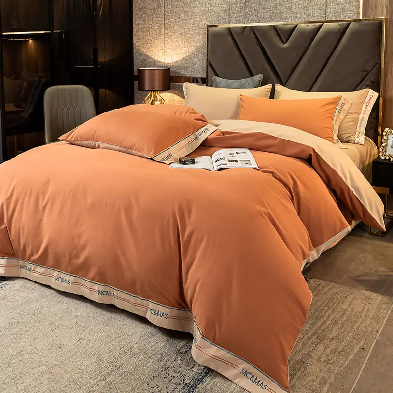 

Pure Cotton Bedding Set 4Pcs Quilt Cover Bed Sheet Pillowcases Light Luxury Four Seasons Home Textiles