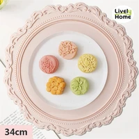 silicone placemat round flower coffee dinner table mat 34cm embossed pink coaster heat resistant kitchen tableware dining mat