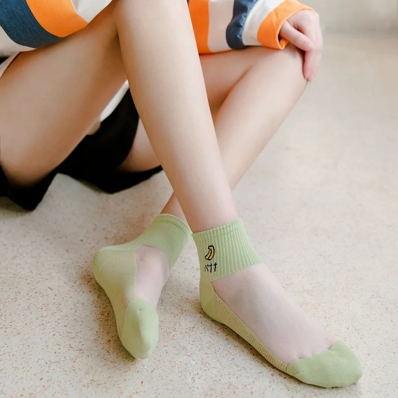 

Cotton Socks Women Sweet Short New Spring and Summer Embroidery Thin Fruit Pattern Socks Socks Women Casual Soft Combed Cotton