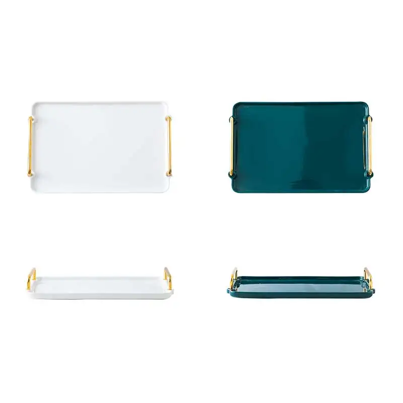 

Nordic Tray Rectangular Luxury Tray Household Cups and Kettles Trat Jewelry Coffee Cups Ceramic Delicate Tray Coffee Tray