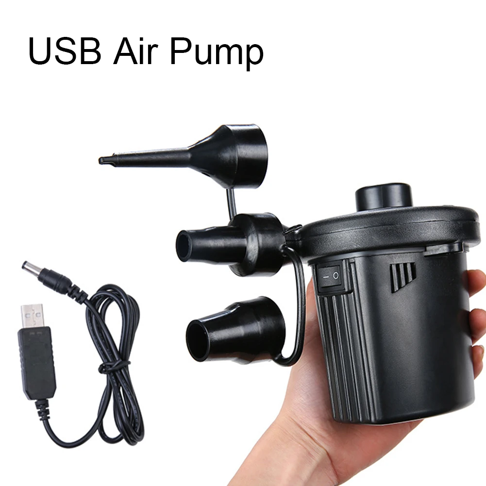 

Electric Air Pump Potable Inflatable Compressor Camping Pump For Mattress Swimming Pool Fast Air Filling Inflator with 3 Nozzles