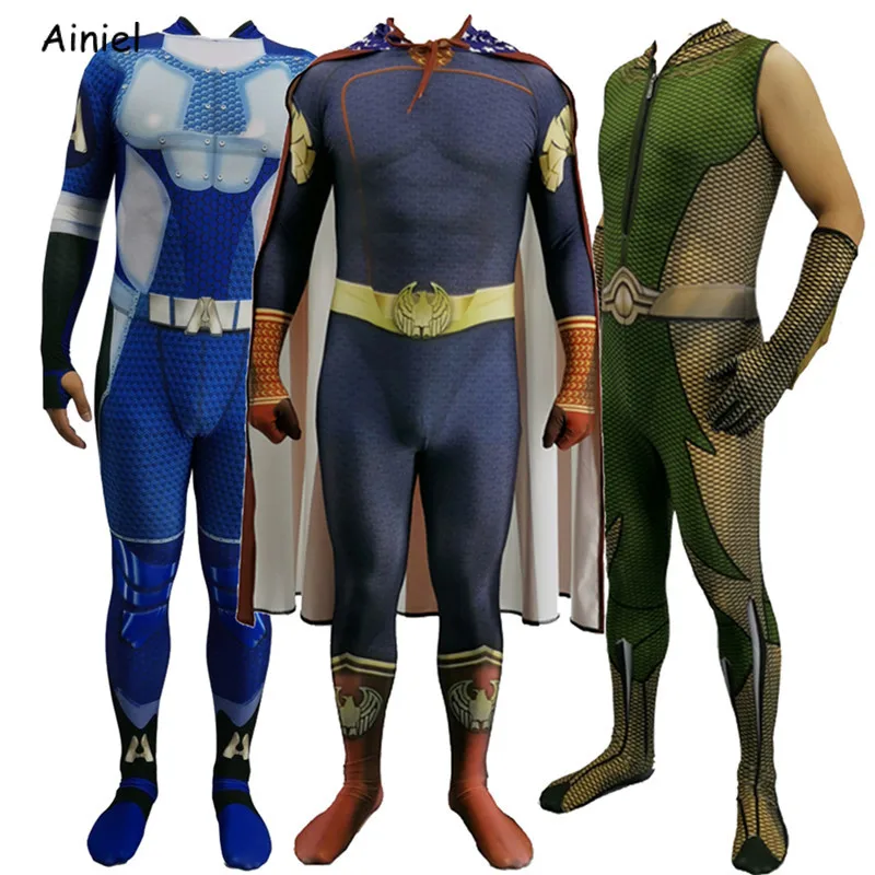 

The Boys Homelander Cosplay The Deep A-Train Costume 3D Print Spandex Zentai Superhero Bodysuit Suit Jumpsuits Cloak Men Kids