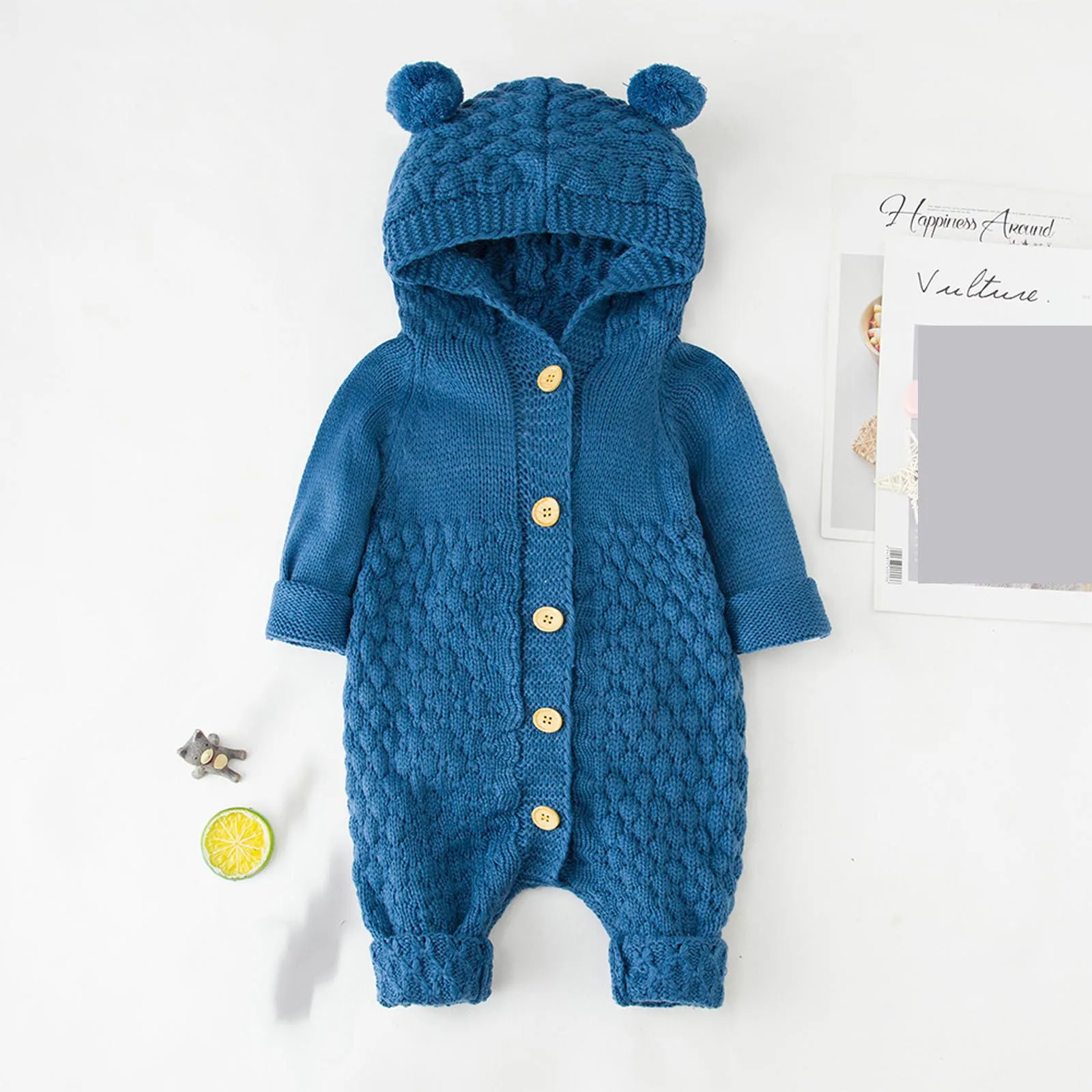 

3-24M Newborn Infant Baby Girls Boys rompers Winter Warm Coat Knit Outwear long Sleeve Hooded Jumpsuit боди для малышей E1