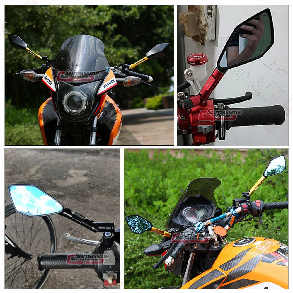 Задние зеркала для мотоцикла Hawk-Eye, 1 пара, 8 мм/10 мм, дымчато-голубые, для чопперов, бобберов и уличных мотоциклов.