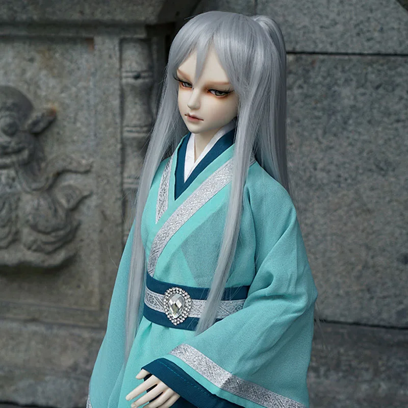 

New Style 1/3 1/4 1/6 1/8 Bjd SD Doll Wig High Temperature Sliver Grey Wire With Ponytail Hair