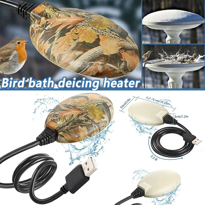 

Bird Bath De-icer Heater Automatic Thermostatically Controlled Birdbath Deicer Water Heater for Garden Lawn Patio S55