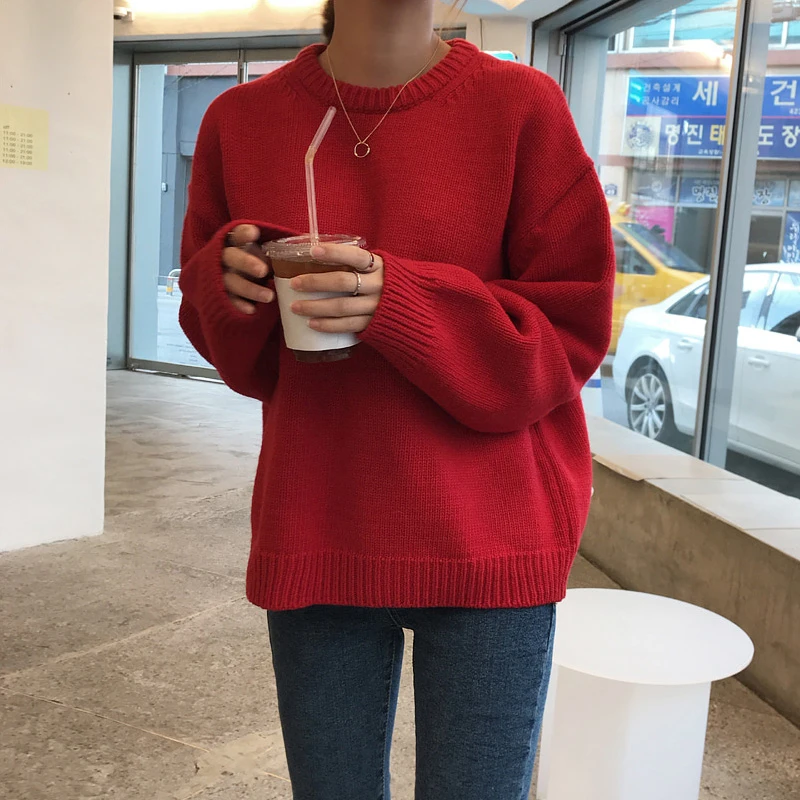 

2020 Hot Women Feminine Elegant Pullovers Knitted Vintage Sweater All Match Fresh Retro Gentle Simple Chic Sweater 3 Colors