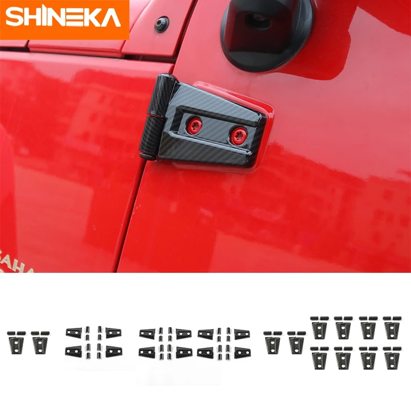 

SHINEKA ABS Interior Carbon Fiber Hood Door Hinge Decoration Cover Trim Frame Sticker For Jeep Wrangler JK 2007-2017 Car Styling