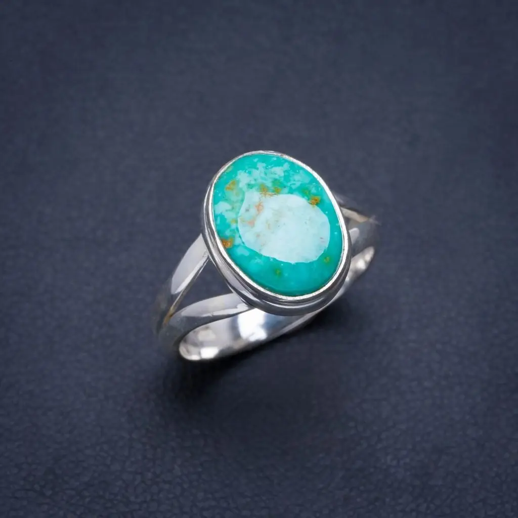 Натуральный бирюзовый ручной работы уникальный 925 пробы Серебряное кольцо 6 25