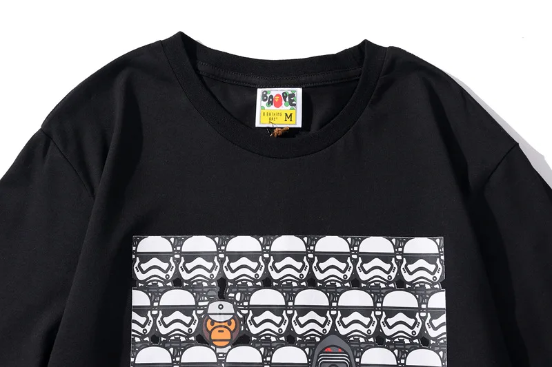 

Japanese streetwear men's T-shirt bape Harajuku short-sleeved high street hip-hop sportswear white T-shirt