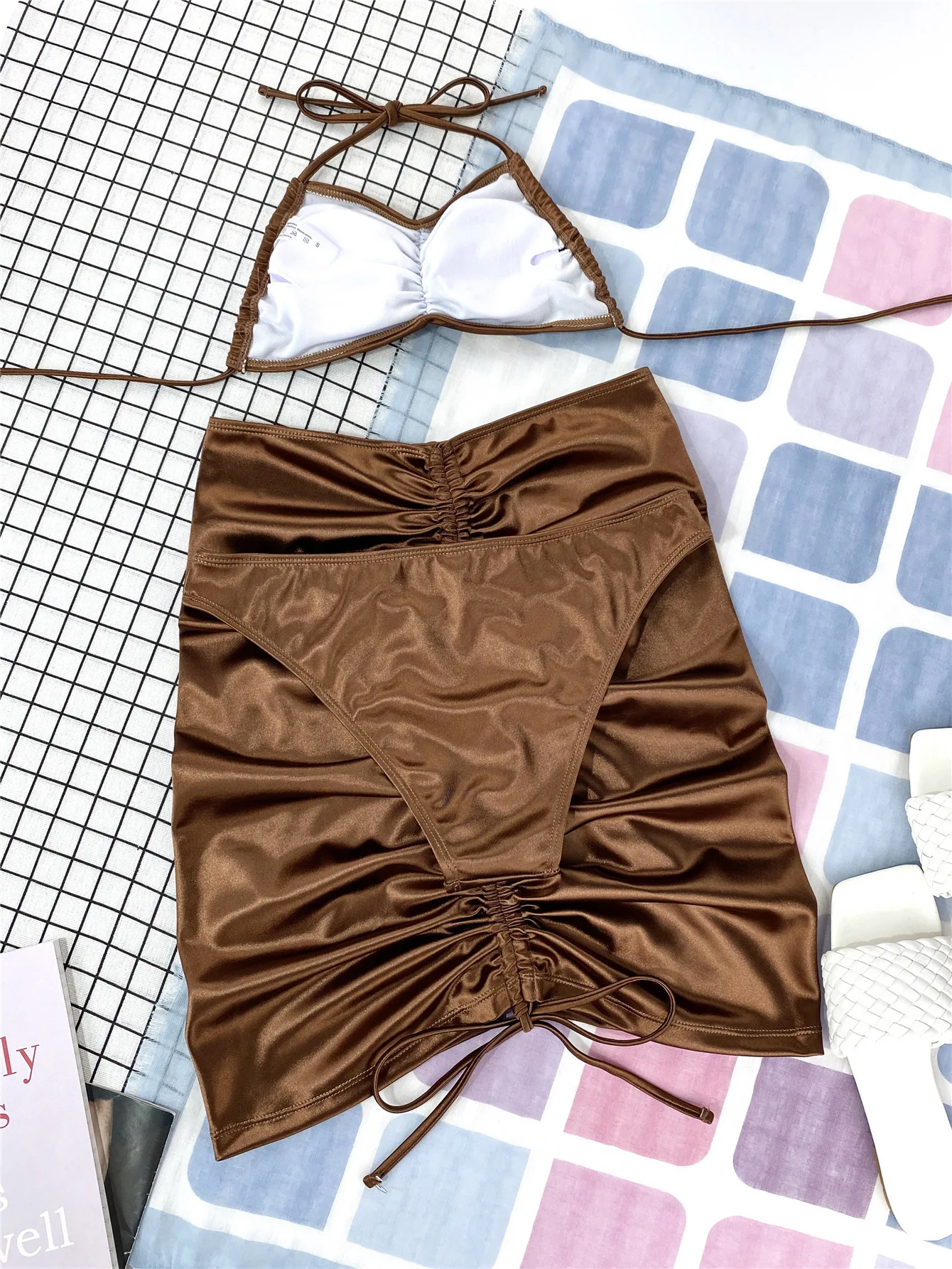 Melphieer 2022 наряды купальник женский с рюшами Металлические Блестящие