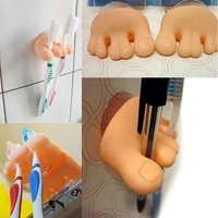 wall mounted non porous toe foot liner sucker bathroom toothpaste holder