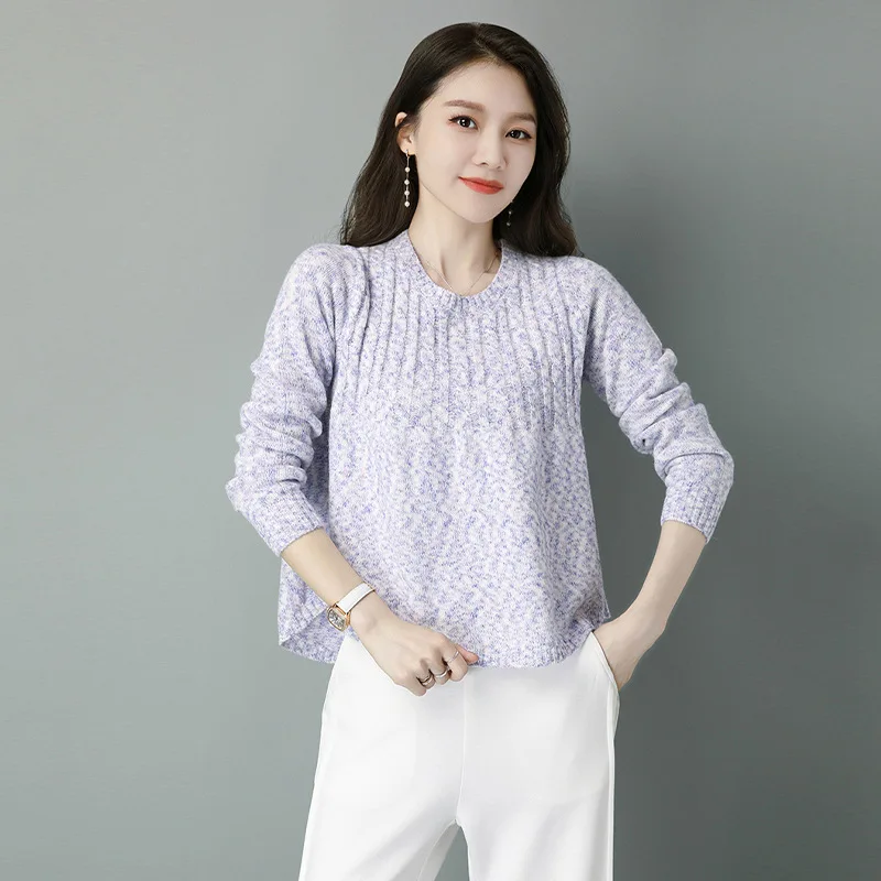 

2021 Women Mock O- Neck Sweater Autumn Winter New Thick Long Sleeve Loose Pull Jumper Female Basic All Match Top