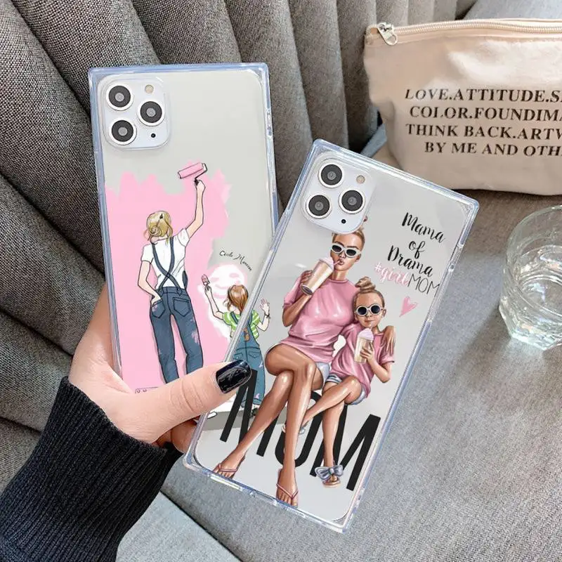 

Super Dad Mom Baby Phone Case Transparent for iPhone 7 8 11 12 s mini pro X XS XR MAX Plus cover Clear mobile bag