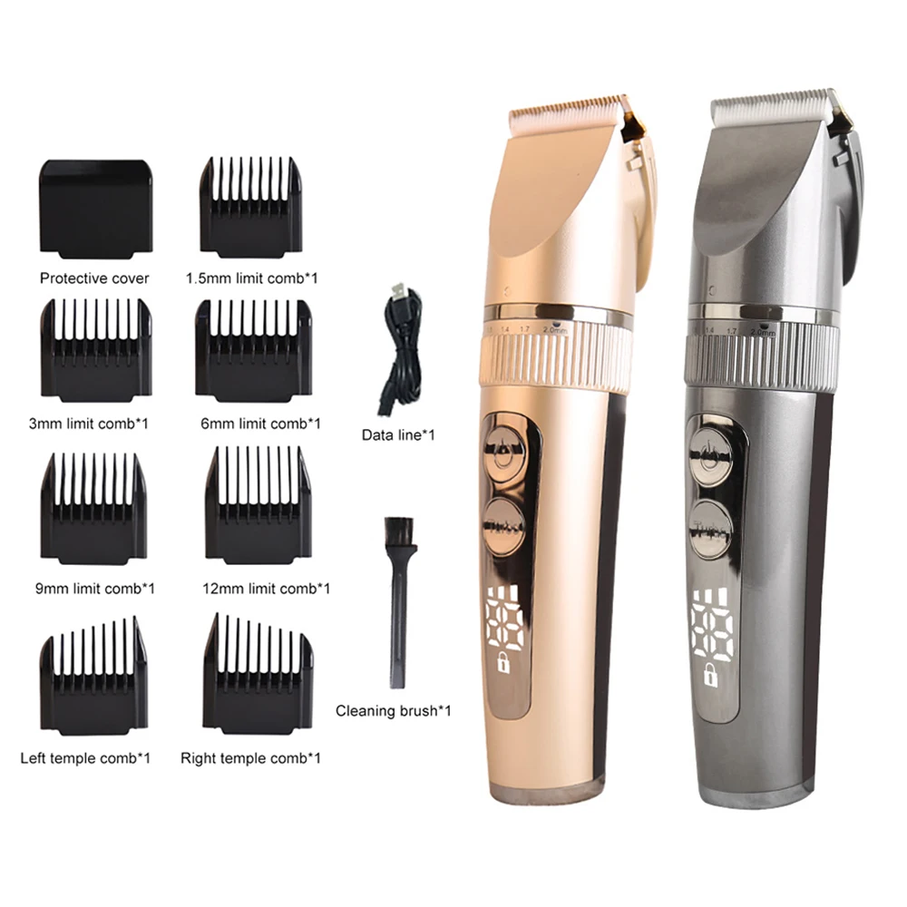 

Professional Hair Trimmer Hair Clipper Shaving Waterproof Mute Adjustable Portable Haircut Tool + Black Cloth Adult Release