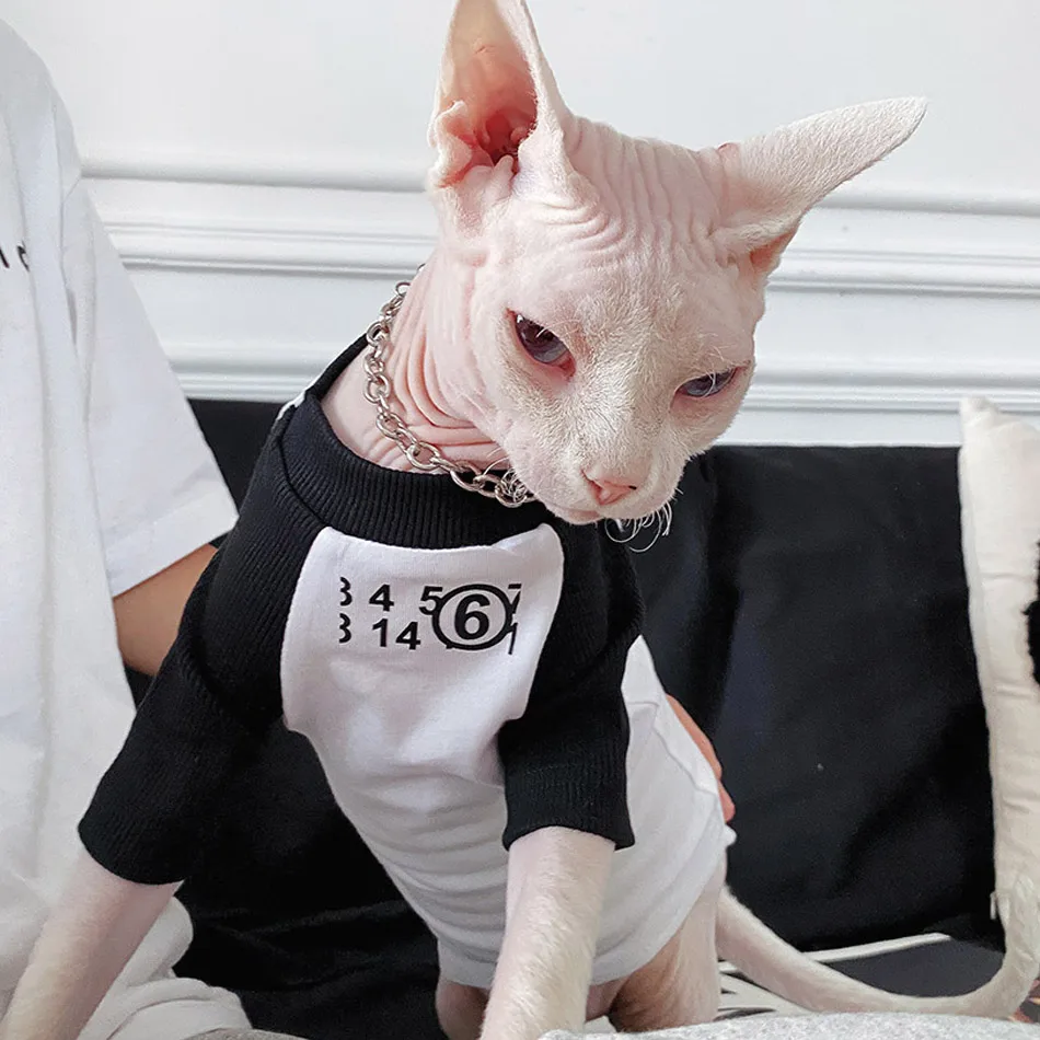 

Sphinx Cat Clothes T Shirt Print Letter Clothes For Sphints Kitten Fashion Bottoming Shirt Sphynx Cat Clothing Tshirt Sphinksu