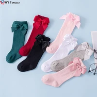 1 pair girls socks cotton big bow socks lovely toddler girl stockings baby stuff for girl infant ctue knee high socks 0 3y