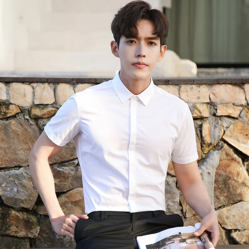 

Uber white short sleeve shirt men's summer professional wear men's inch shirt business suit leisure work white shirt summer