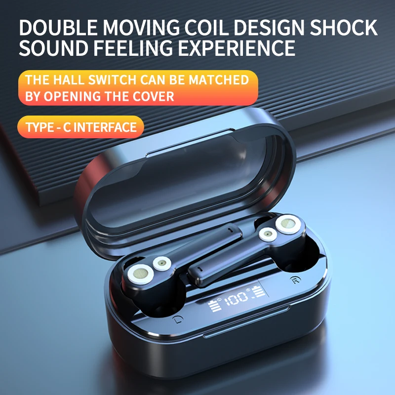 

TWS Беспроводные спортивные Bluetooth наушники двойная движущаяся катушка 9D шумоподавление наушники-вкладыши IPX7 водонепроницаемые портативные ...