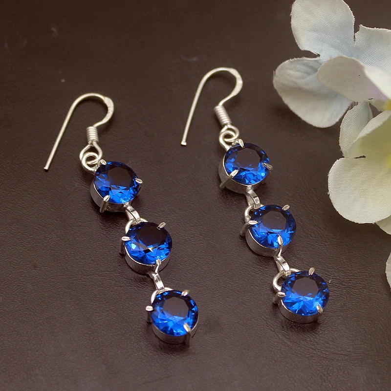 Фото Женские серьги Hermosa, особый дизайн, Ocean BlueTopaz, 2, 1/4 дюйма, A818 №1