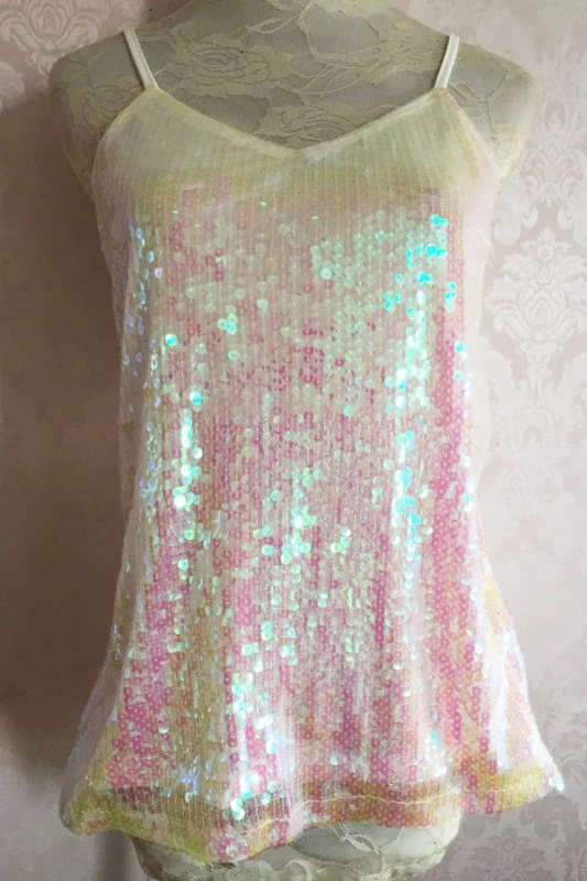 

2021 Spring and Summer Korean Women Sexy Backless Solid Color Short Sequin Sling Vest Loose Bottoming Shirt Top Vest Tops Female