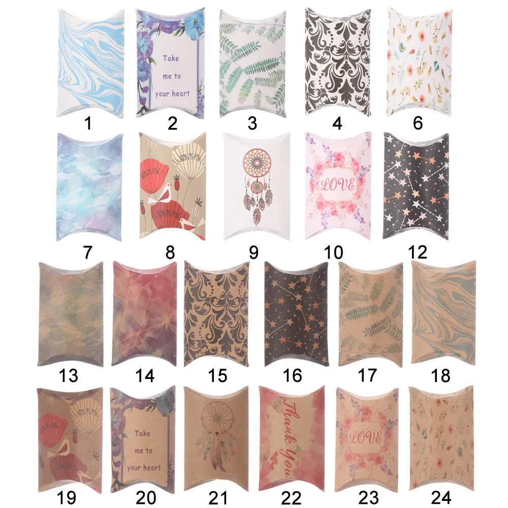 10pcs Gift Box Hot Sell Paper Pillow Stock Packing Birthday Present Leaf Tree Pattern Fashion Fresh Style | Дом и сад
