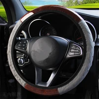 car steering wheel covers wood grain leather embossed wear resistant anti slip car accessories auto interior decor 36 40cm