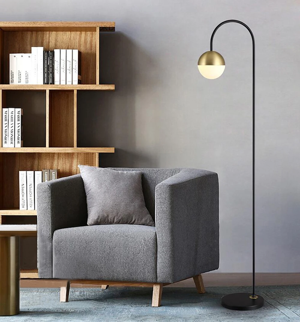 Современный напольный светильник из золотого стекла круглый шар|Напольные