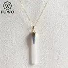 Женское Ожерелье-Шарм FUWO, ожерелье из натурального селенита с синим кианитовый камень, гальваническое покрытие золотом, оптовая продажа, NC068