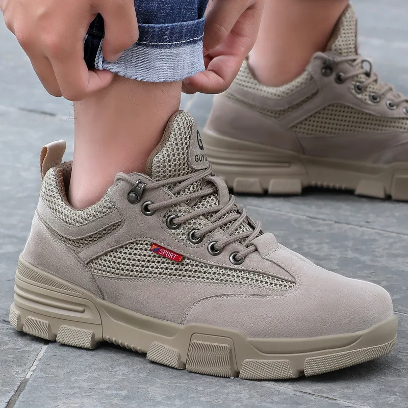 Дышащие мужские защитные ботинки светильник кие Нескользящие с стальным носком