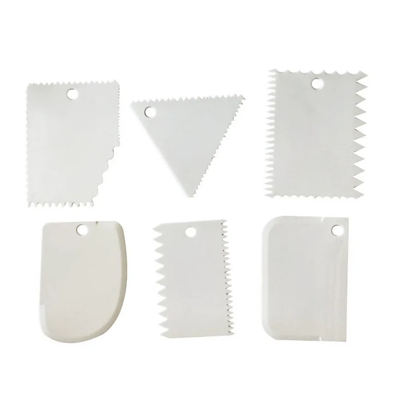 white 6 шт. нож для выпечки, лезвие для торта, пластмассовая лопатка для торта, торта, слайсер для хлеба, выпечка скребок для инструментов - Цвет: white