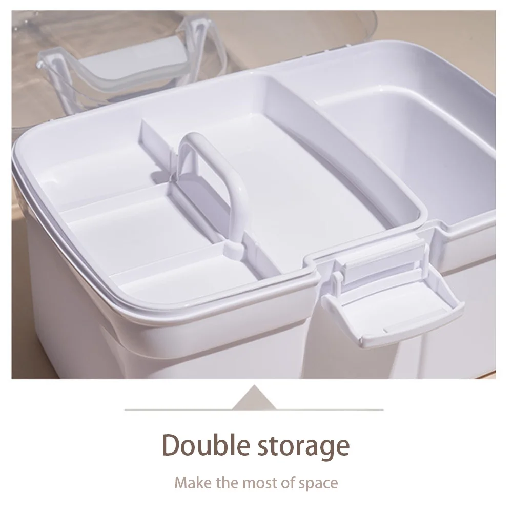 

Nail Art Storage Box Plastic Nail Tool Case Large Capacity Portable Double Layer Handheld Compartment Box for Manicurists