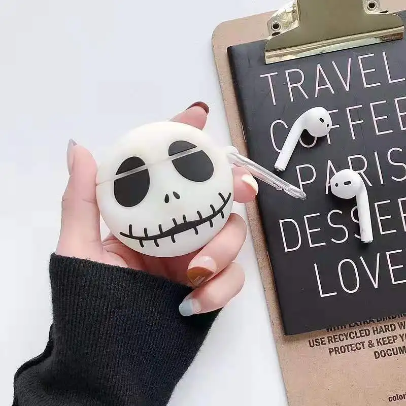 Disney Cartoon The Nightmare Before Christmas Jack  Silicone Luminous Bluetooth Headset Protective Case Suitable for AirPods1/2