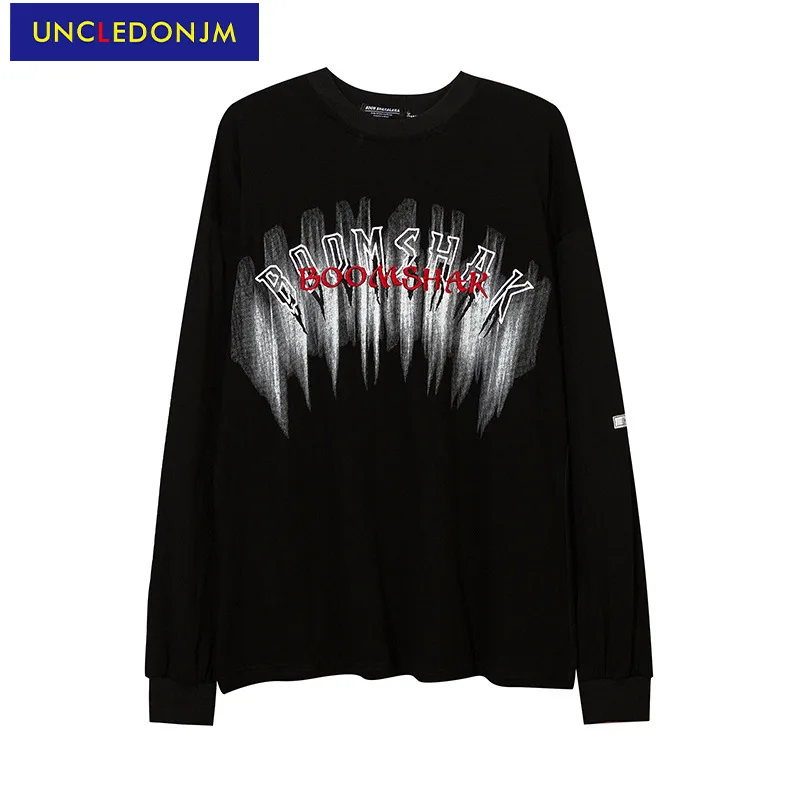 

Футболка UNCLEDONJM с вышивкой и надписью в стиле оверсайз, футболки с графическим рисунком в стиле Харадзюку, мужские футболки в стиле хип-хоп, т...