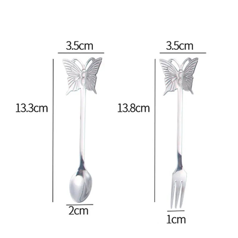 

1PCS New Butterfly Tea-Spoon and fork Creative Bar Tableware Stainless Steel Dessert Coffee Spoon Xmas Gifts Kitchen Supplies