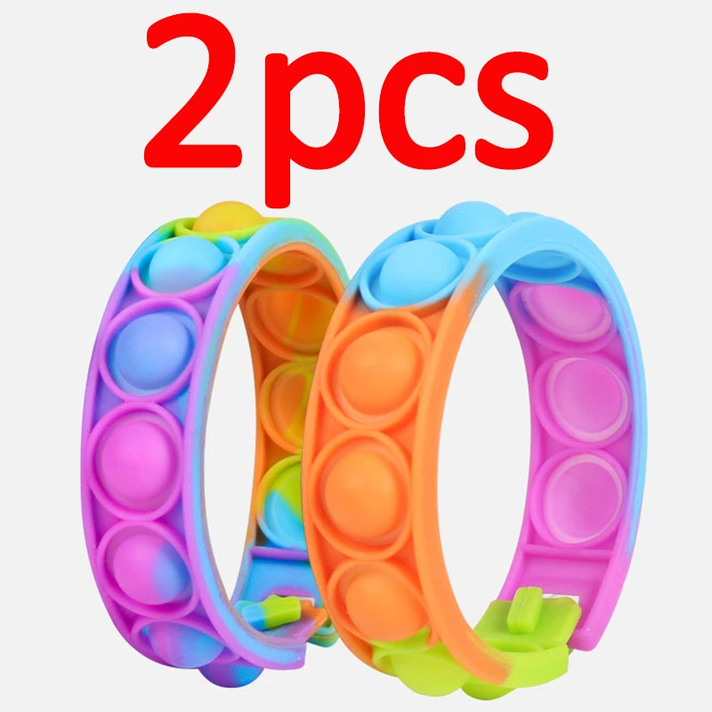 

2pcs Squeeze Toys Decompression Press Bubble Photosensitive Color Change Bracelet Puzzle Sensory Toy For Kids Fidget Vent Toys