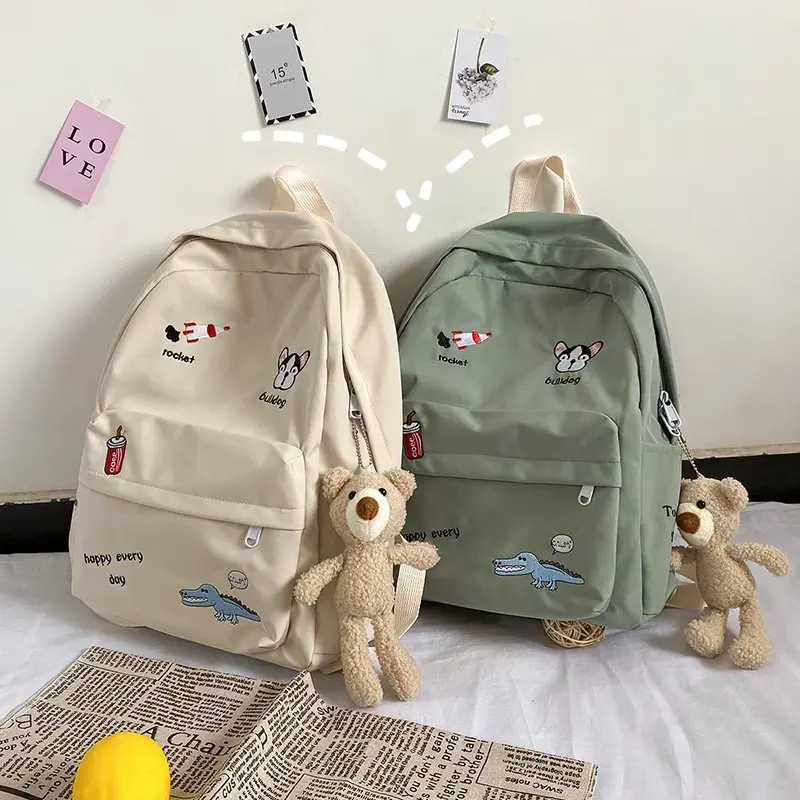 Рюкзак женский из ткани Оксфорд с вышивкой милый новый школьный ранец для книг