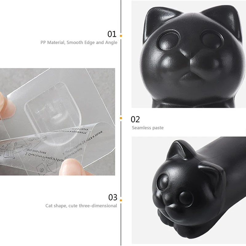 

Toilet Paper Holder Cat Kitchen Roll Holder Adhesive Wall Towel Rack Creative Bathroom Tissue Hanger