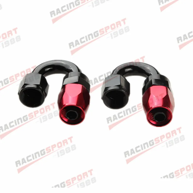 

New AN-10 180 Degree Aluminum Swivel Oil Line Hose End Fitting Adapter Red/BLACK