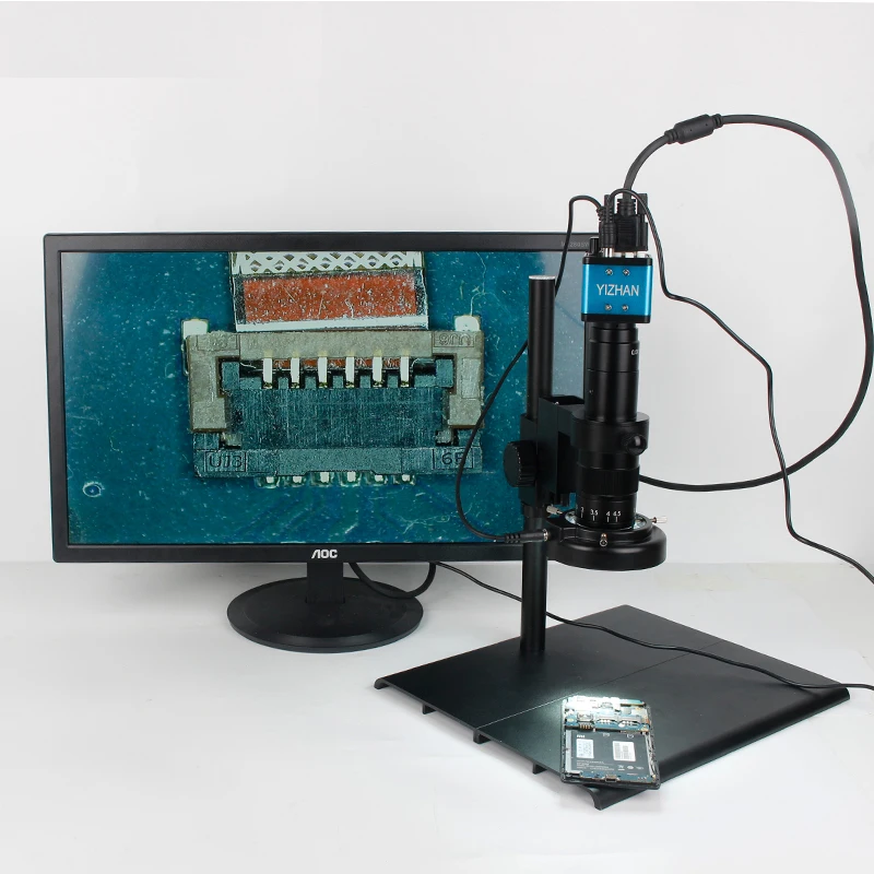

HDMI VGA 16MP Digital Microscope HD USB TF Big Workbench Stand Monocular Camera Lens LED Light Fine Repair Phone Soldering