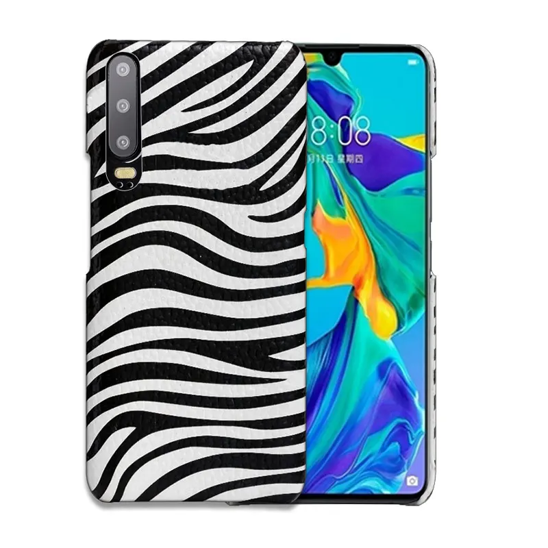 Huawei P20 P30 чехол для телефона полуобернутый матовый Зебра Полосатый кожаный pro