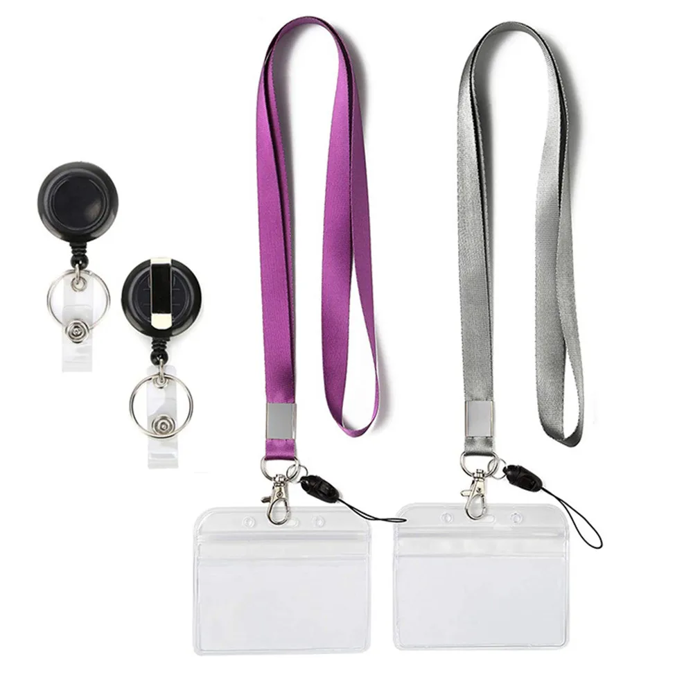 

Unisex Work Card Holders With Lanyard PU Bank Card Name Credit Card Holders Card Bus ID Holders Identity Badge With Neck Strap