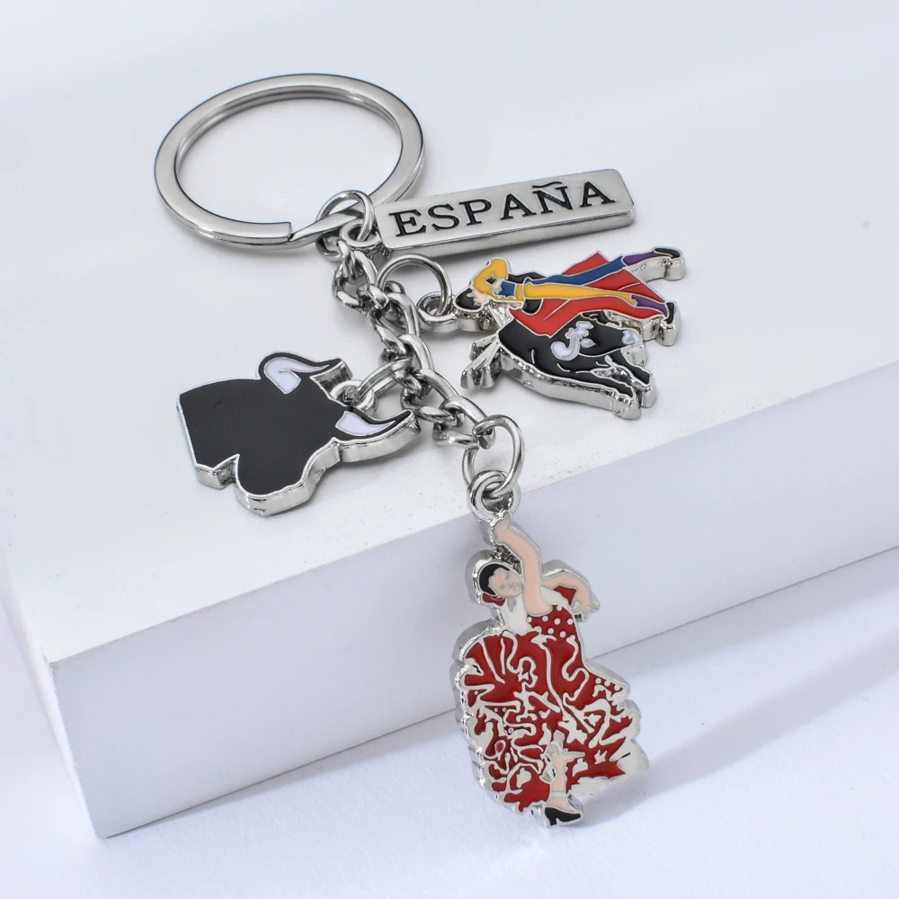 Vicney Мода Испания Стиль сувенир брелок Espana танцовщица брелок боец быка и кольцо для ключей с брелоком "голова быка" брелок подарок для друга