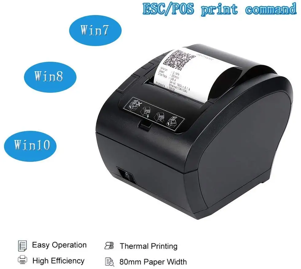 Термальный чековый принтер 80 мм Pos с WIFI/Bluetooth/USB/LAN/RS232 порт авторезак для ресторана