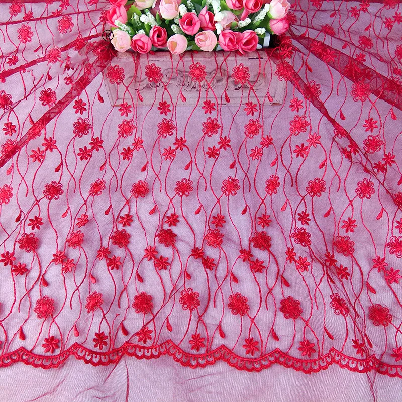 Разноцветная кружевная Цветочная вышивка ширина 120 см для сада вечерние платья