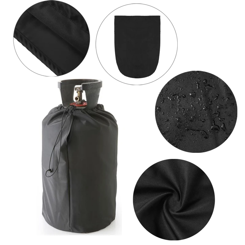 BBQ Gas Cylinder Waterproof Cover Outdoor Rainproof Oven Stove Dust Camping Accessories Oxford Cloth Black | Дом и сад