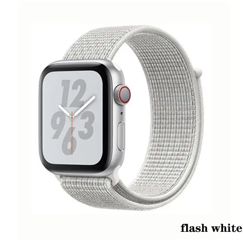 Нейлон pulseira для apple watch band 4 44 мм 40 мм(iwatch 5) apple watch 3 2 1 ремешок 42 мм 38 мм дышащий браслет ремень аксессуары - Цвет ремешка: flash white